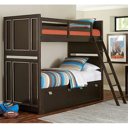 Contemporary Twin Panel Bunk Bed with Underbed Storage